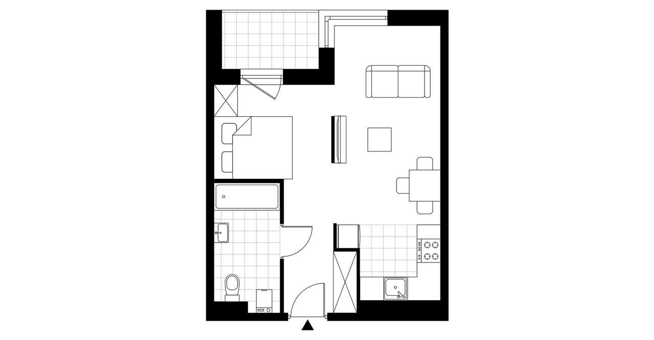 1-pokojowe mieszkanie 36m2 + loggia - Pełny obrazek: 3/8