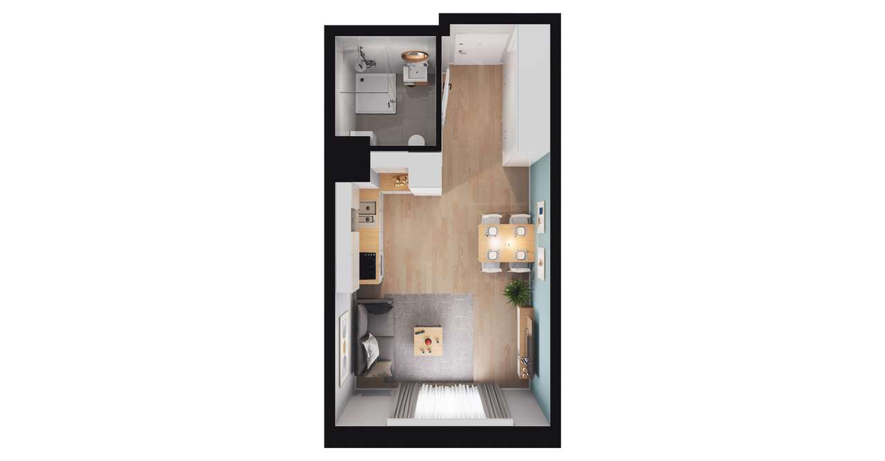 1-pokojowe mieszkanie 27m2 Bez Pośredników - Pełny obrazek: 3/9