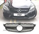 GRELHA FRONTAL PARA MERCEDES CLASE C W205 14-18 AMG C63 CAMARA PRETO BRILHO - 1