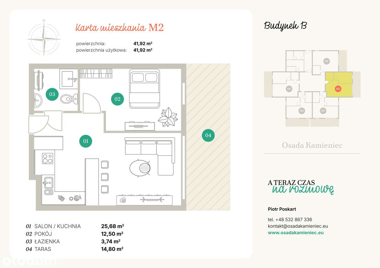 Osada Kamieniec|mieszkanie z dużym ogródkiem| B_M2 - Pełny obrazek: 2/9