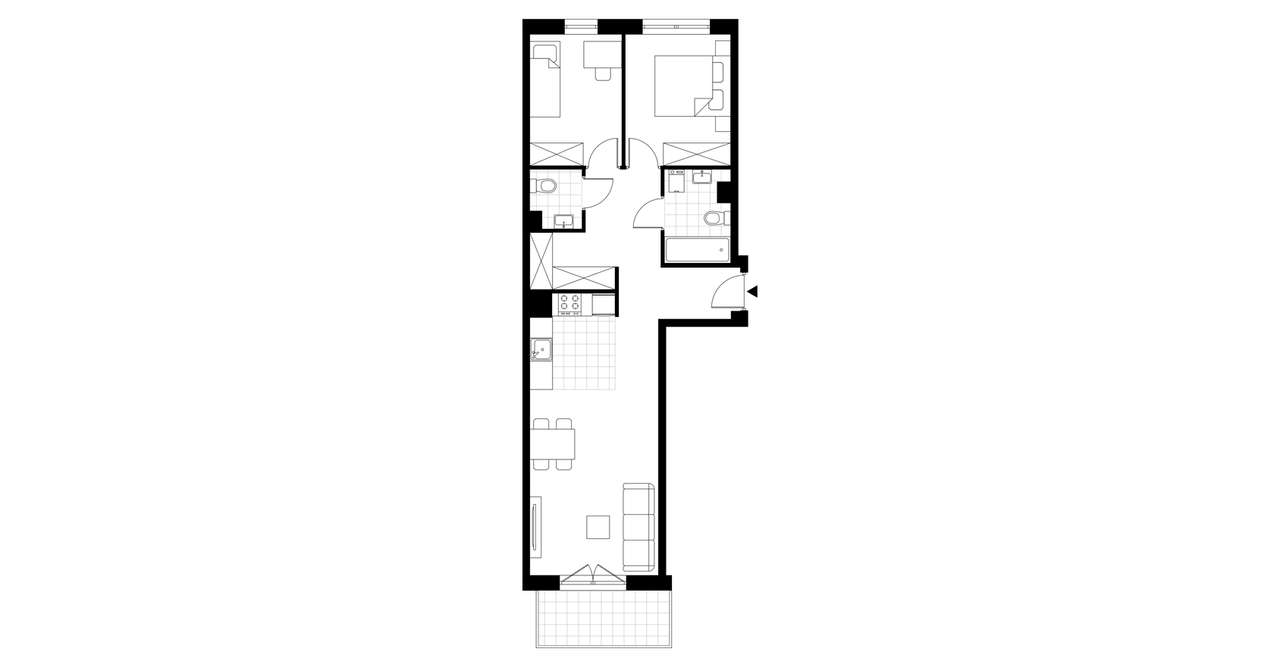 3-pokojowe mieszkanie 62m2 + balkon - Pełny obrazek: 3/8