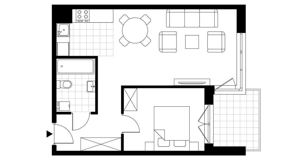 2-pokojowe mieszkanie 46m2 + balkon - Pełny obrazek: 3/8