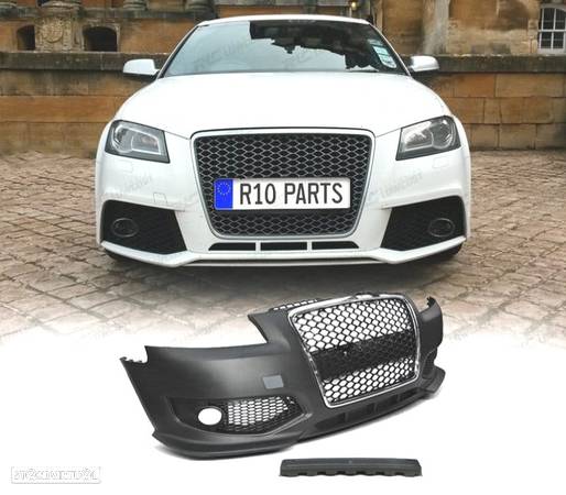 PARA-CHOQUES FRONTAL PARA AUDI A3 8P 04-08 LOOK RS3 CROMADO PRETO - 2