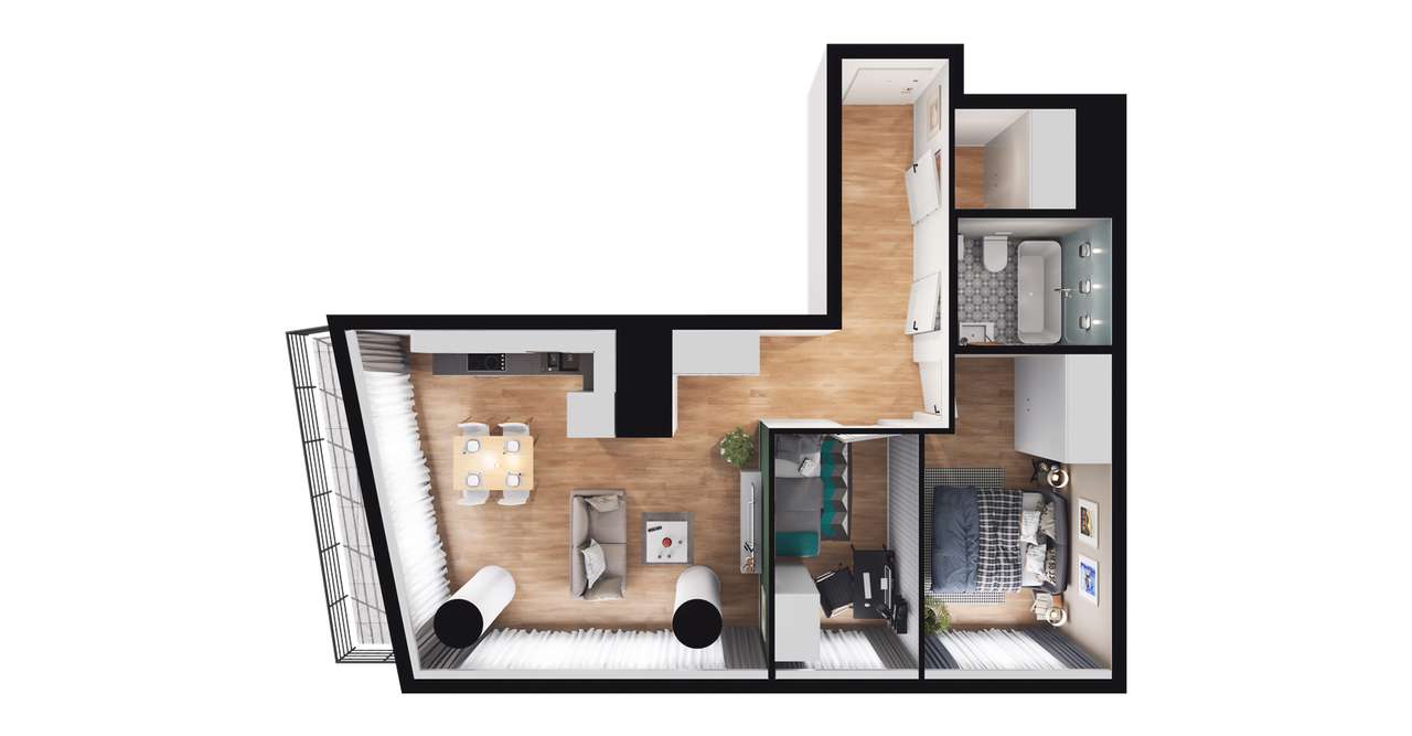 3-pokojowe mieszkanie 57m2 + balkon Bezpośrednio - Pełny obrazek: 4/10