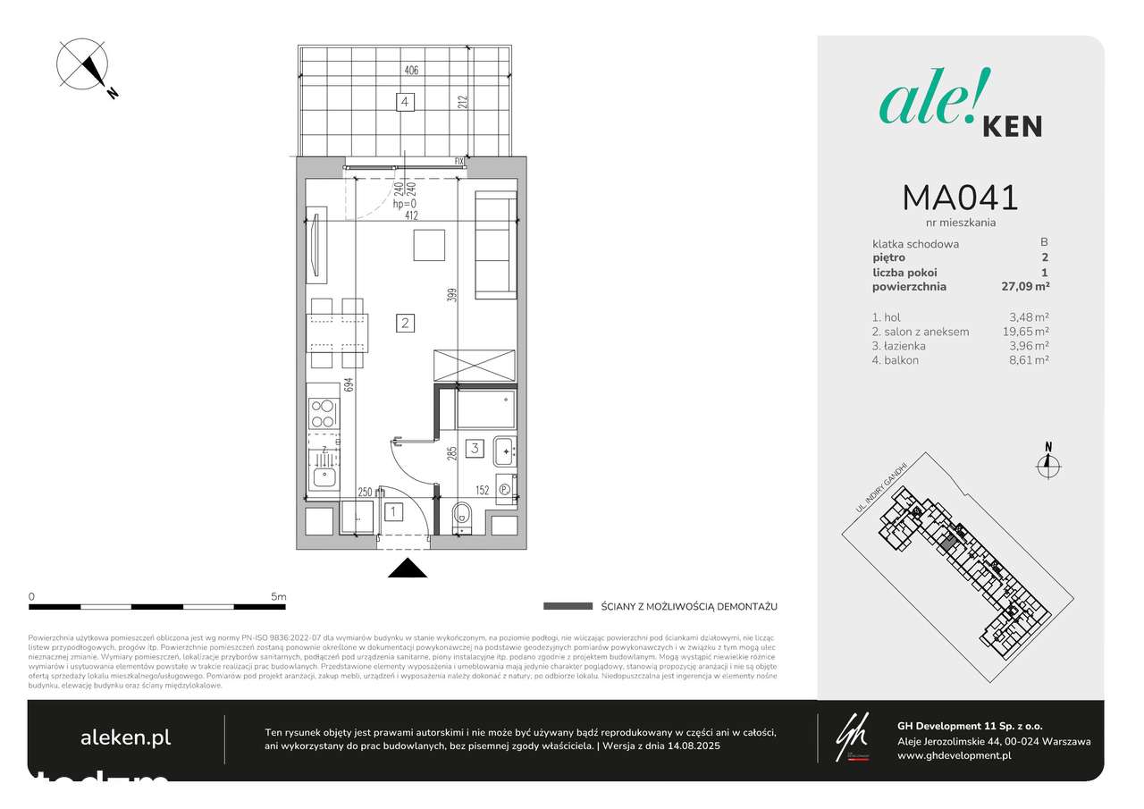 1-pokojowe mieszkanie 27m2 + balkon Bez Prowizji - Pełny obrazek: 2/7