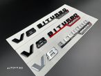 Set embleme Mercedes V8 Biturbo 4Matic+ Negru Roșu Crom - 1