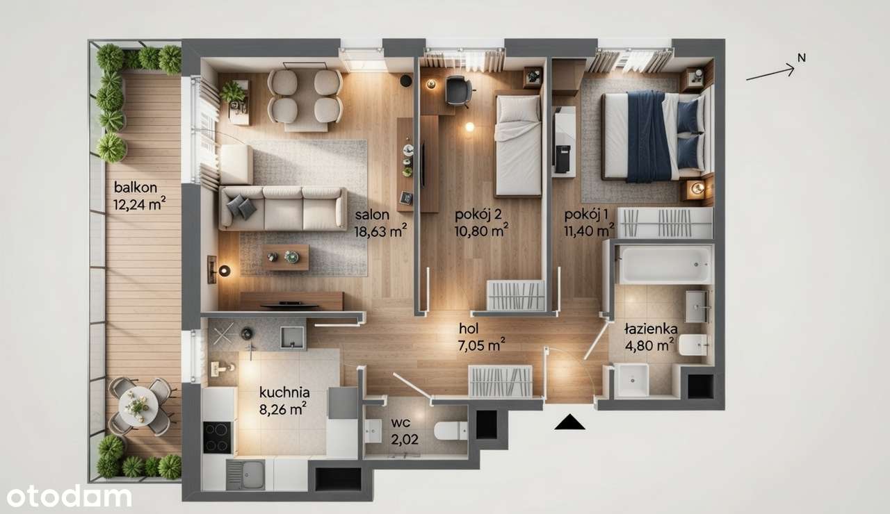 Duży TARAS 12m2 > panorama > 3 pokoje !-3