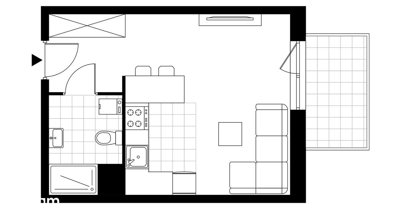 1-pokojowe mieszkanie 27m2 + balkon - Pełny obrazek: 3/7