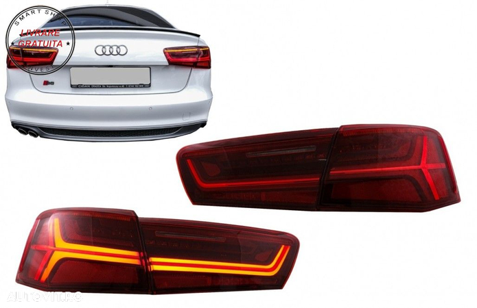 Stopuri Full LED Audi A6 4G C7 (2011-2014) Red Clear Facelift Design Semnalizare S- livrare gratuita - 23