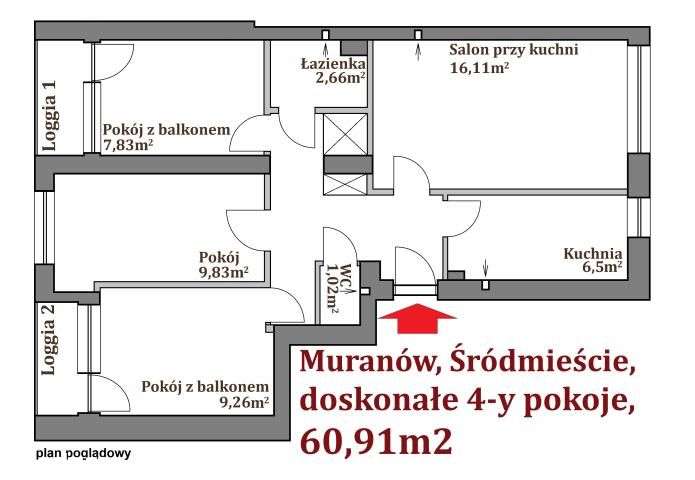 4-y pokoje, 2 balkony, super rozkład-4