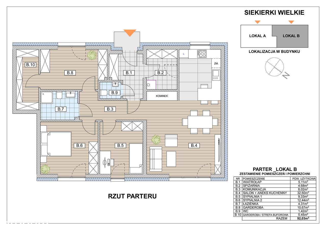 Siekierki Wielkie , nowoczesna zabudowa parterowa ze strefą buforową-5