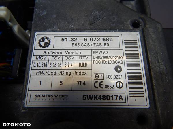 Stacyjka + 2 kluczyki BMW 7 E65 e66 01-07 Łuków części - 2