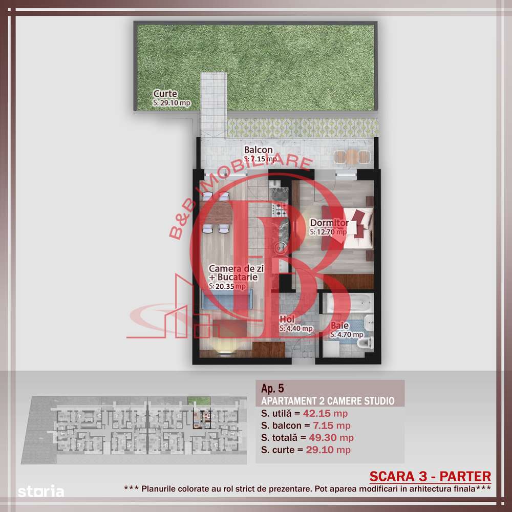 2 camere cu gradina proprie-7min STB Parcul Teilor-Pallady