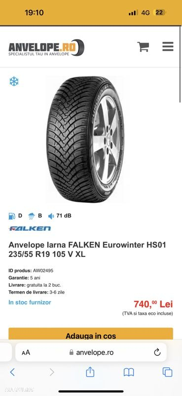 Cauc 235/55/R19 Falken dot 2019 6-7mm profil ramas 4buc - 8