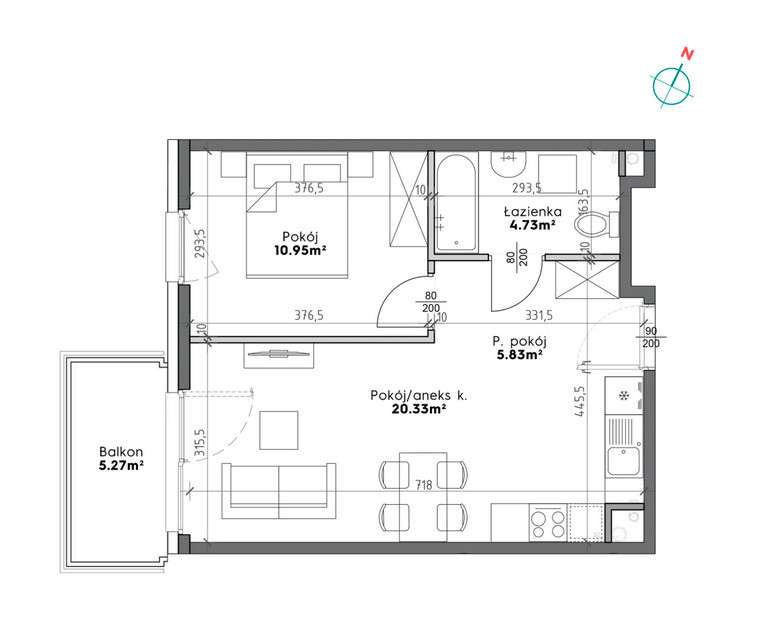 Aktualne 2 pokoje balkon Slow City Kraków-15