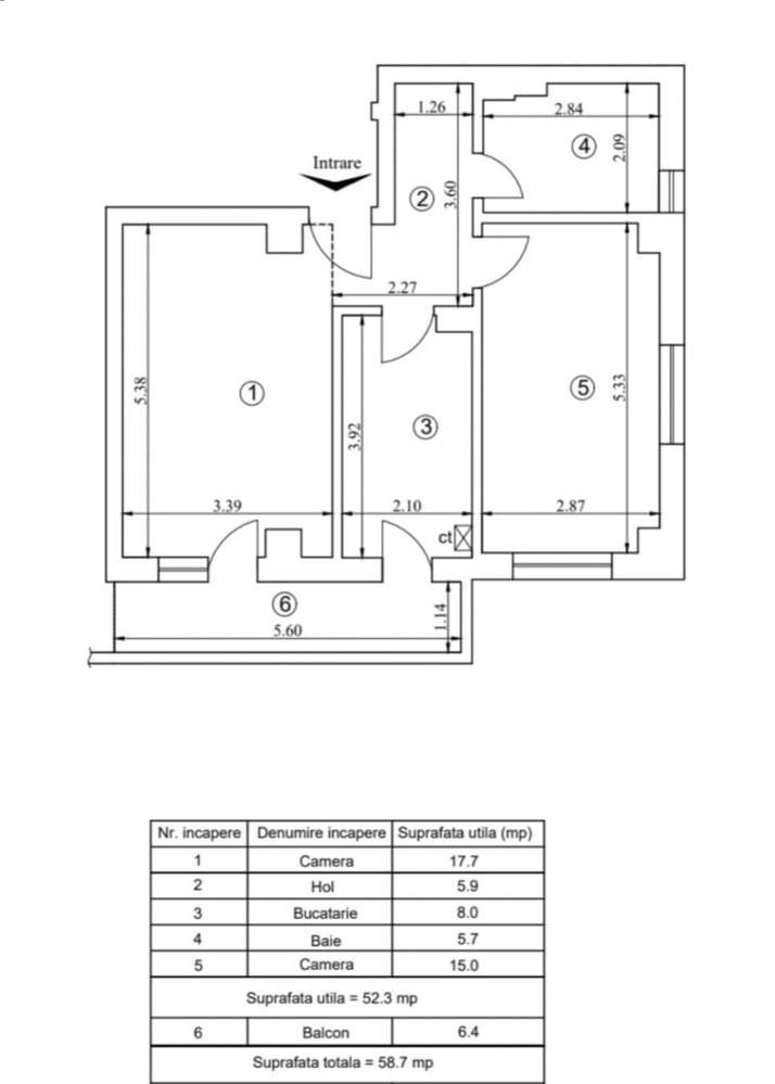 Apartament cu 2 camere, decomandat, etaj 4 din 7, 59mp, 156.000 euro-7