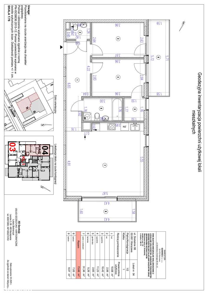 3-pokojowe mieszkanie 73m2 + 2 balkony - Pełny obrazek: 2/9