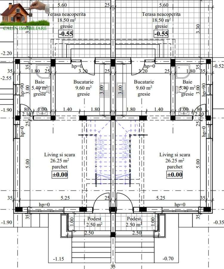 DE VANZARE DUPLEX LUX 120 mp IASI 5 Drumuri Curte 265 mp 150.000 Euro - Imagine principală: 4/5
