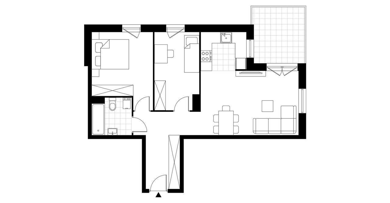 3-pokojowe mieszkanie 58m2 + balkon - Pełny obrazek: 3/7