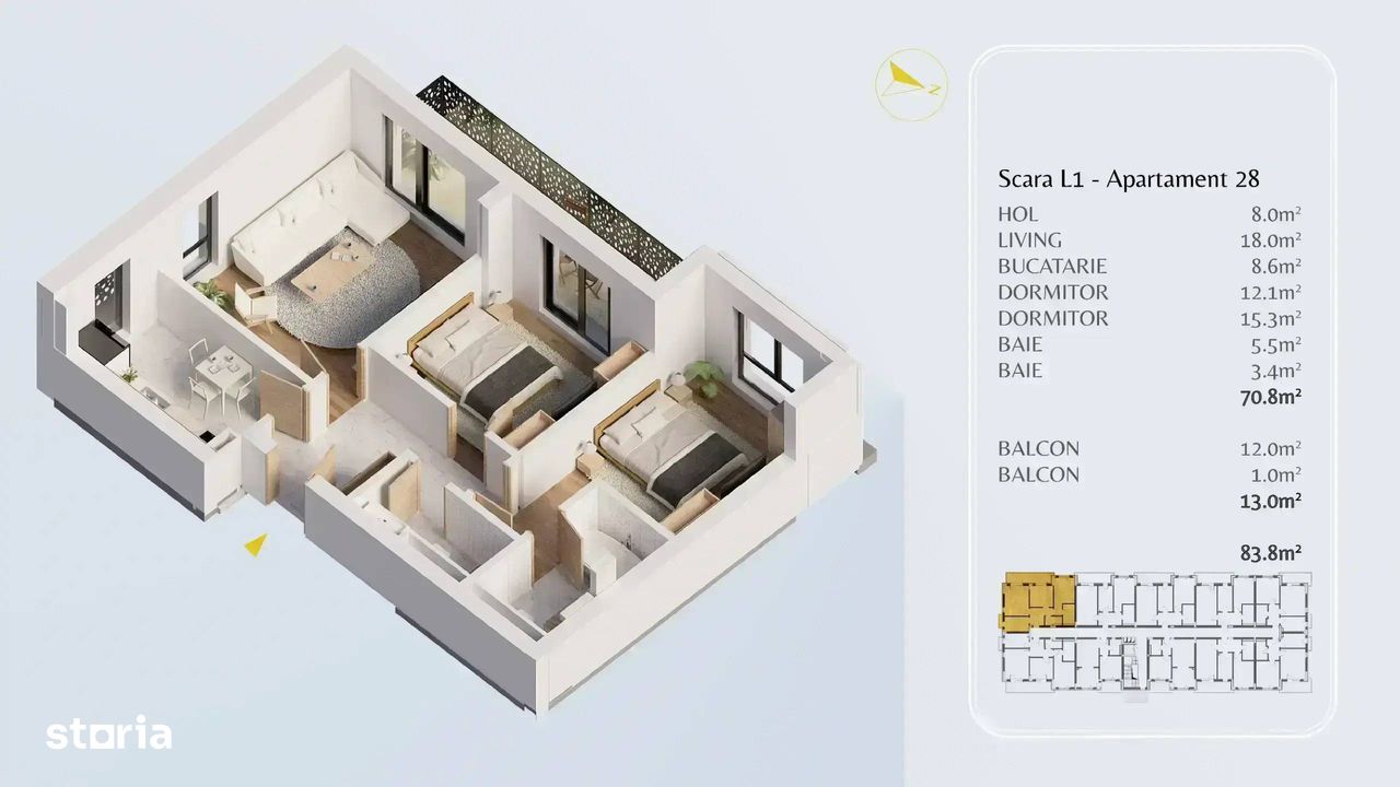 Apartament 3 camere | Loc de parcare GRATUIT| Zona Titan