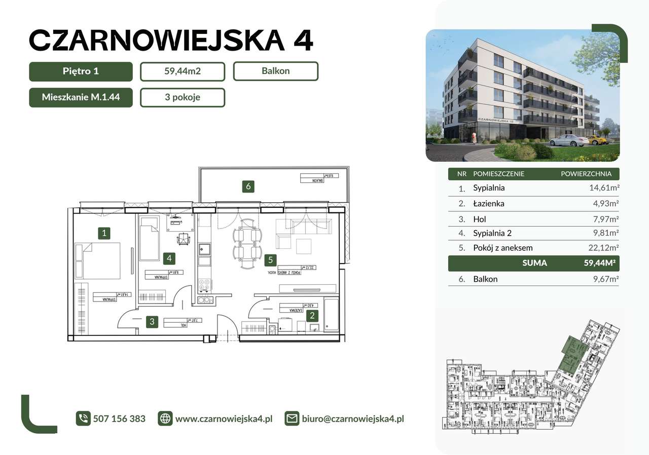 Czarnowiejska 4 | mieszkanie 3-pok. | M.1.44 - Pełny obrazek: 2/7