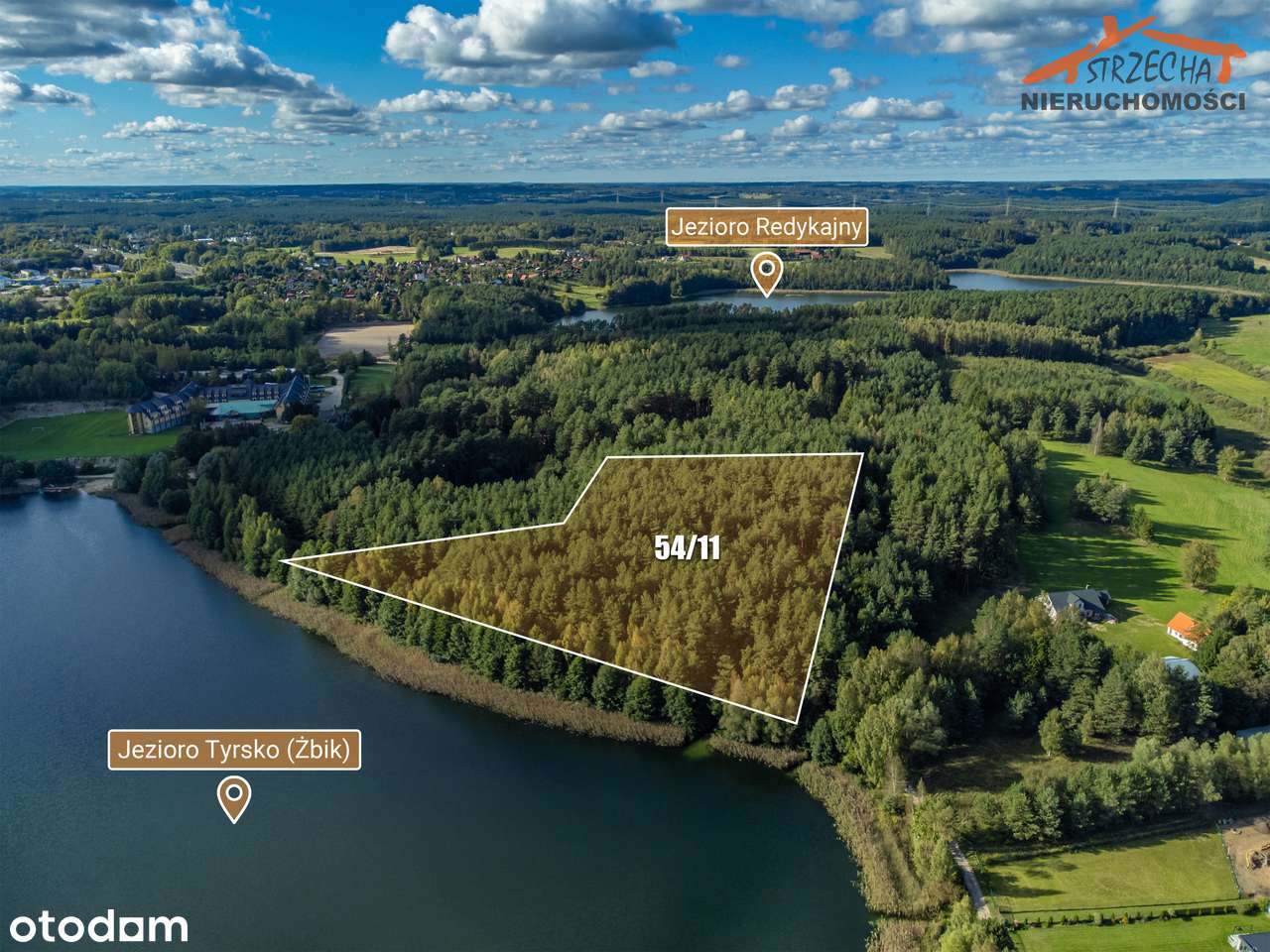 Działka z linią jeziora i z  planem zabud jednorodzinna lub turystyka-3