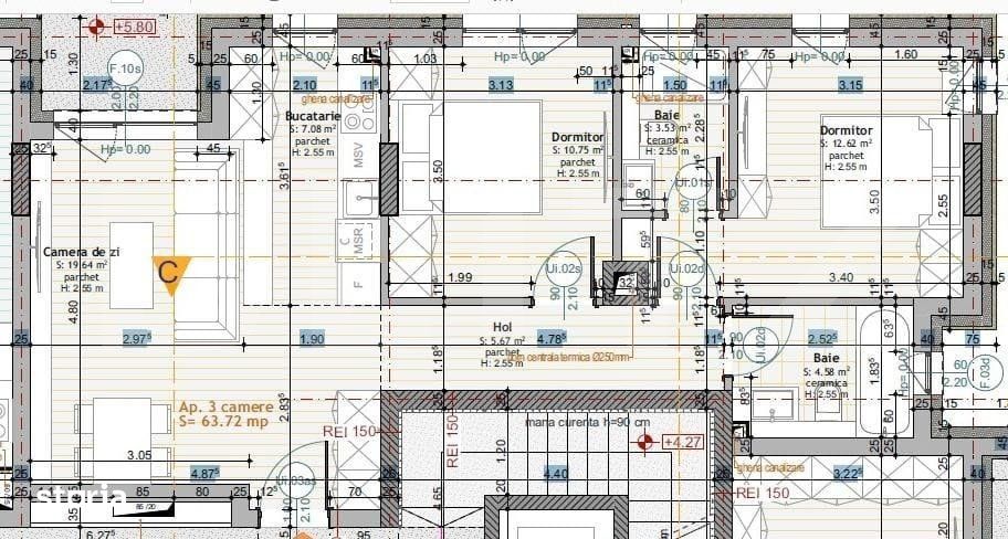 Apartament de 3 camere, 64mp utili, bloc nou, Calea Moldovei