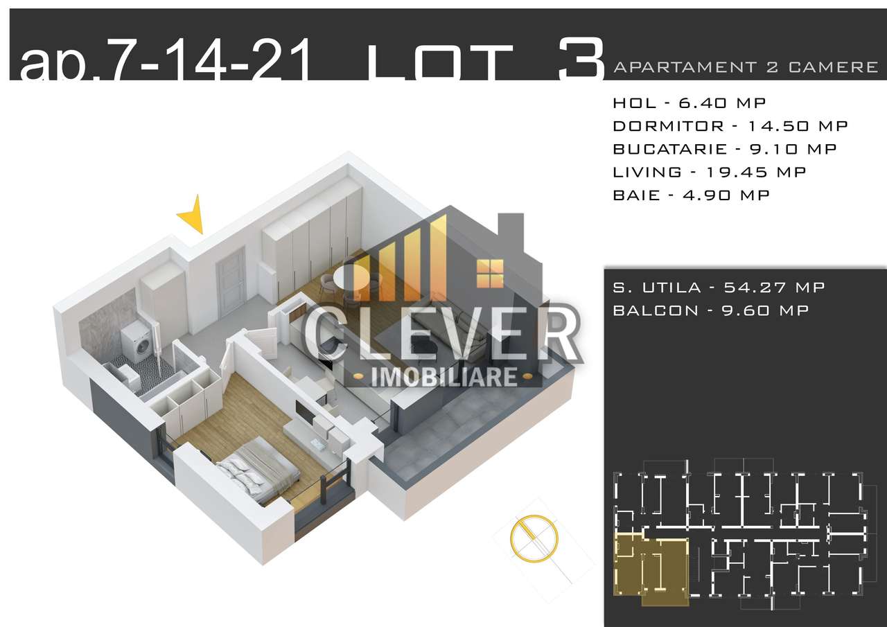 Apartament 2 camere 64 mp - Promo Parcare comision 0, Pallady