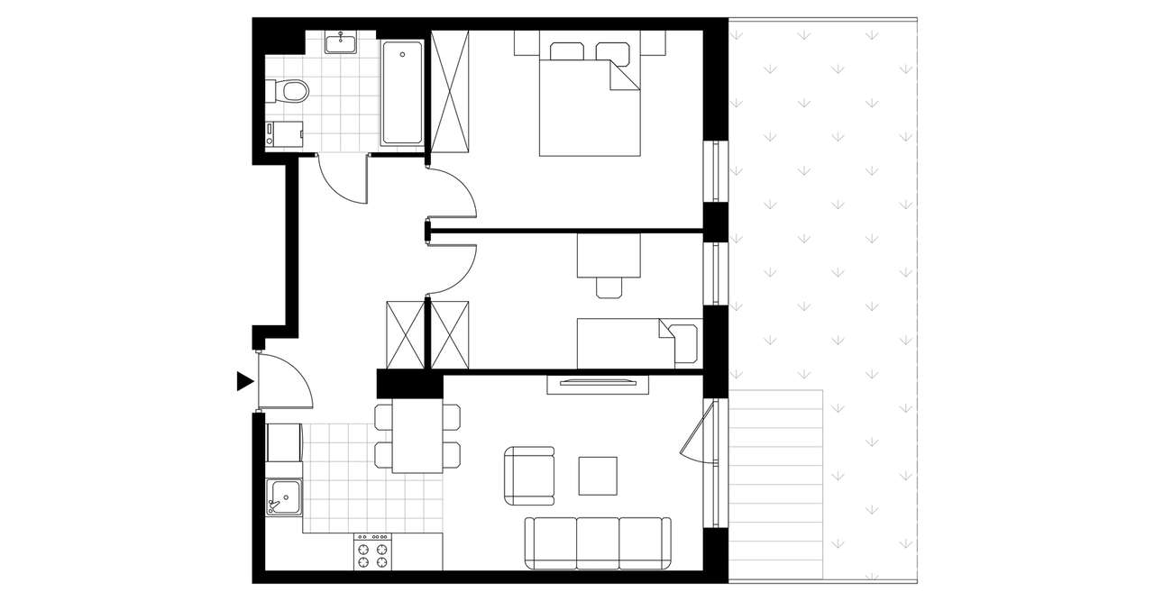 3-pokojowe mieszkanie 53m2 + ogródek - Pełny obrazek: 3/8