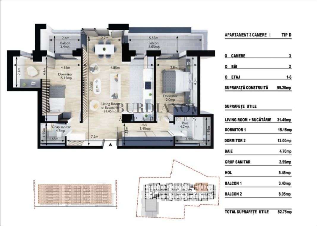 Apartament cu 3 camere - Ghica Apartments - Baicului - Imagine principală: 4/17