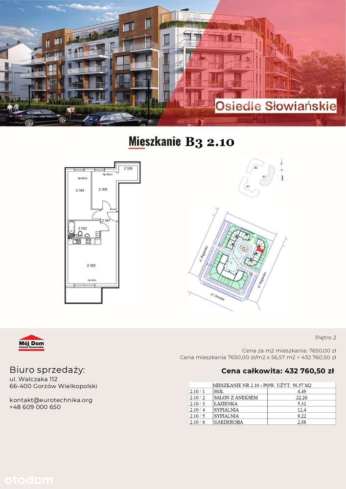 Nowoczesne mieszkanie - 56 m2, B3 2.10-Rezerwacja - Pełny obrazek: 2/8