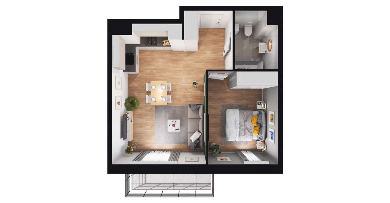 2-pokojowe mieszkanie 39m2 + balkon Bez Prowizji - Pełny obrazek: 2/8