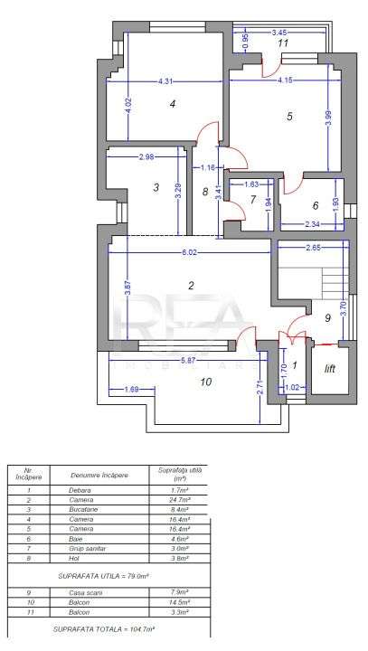 Apartament 3 camere Mosilor – Str. Ion Maiorescu, finisaje lux-11