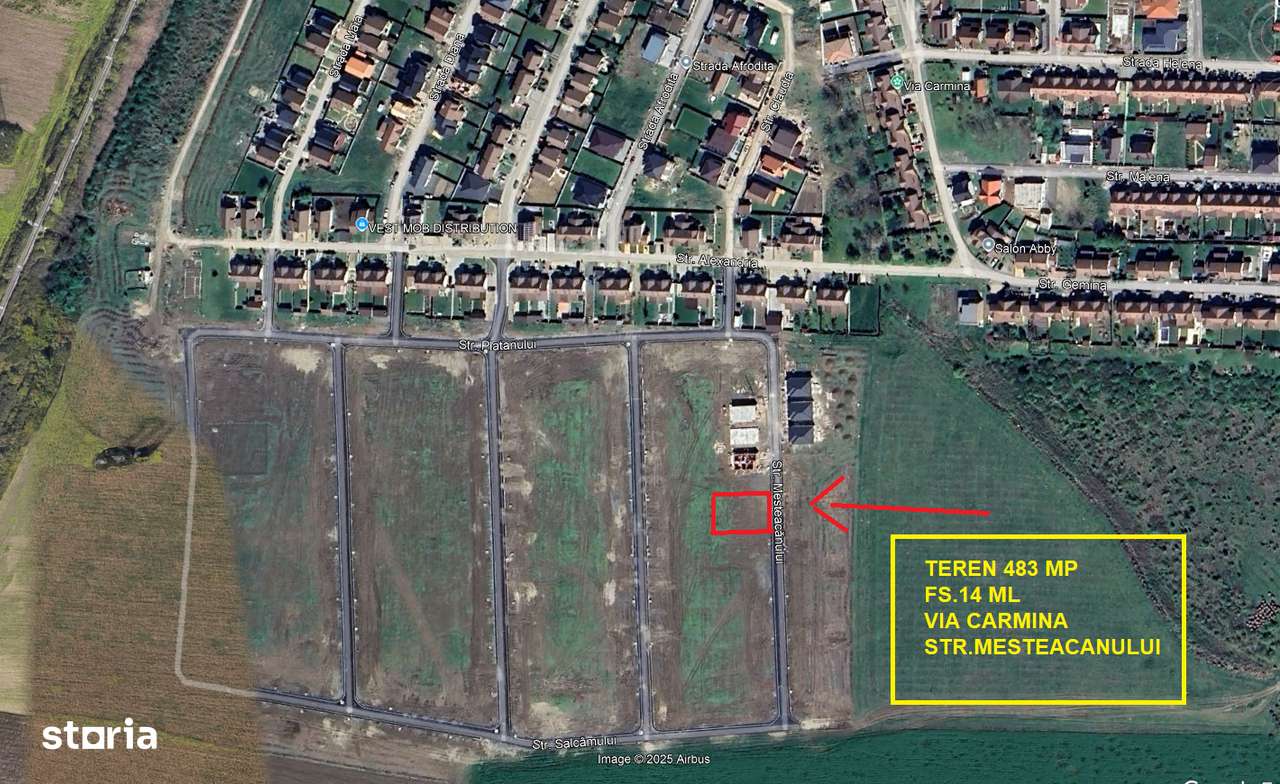 Teren intravilan 483 mp Vladimirescu Via Carmina str.Mesteacanului - Imagine principală: 3/4