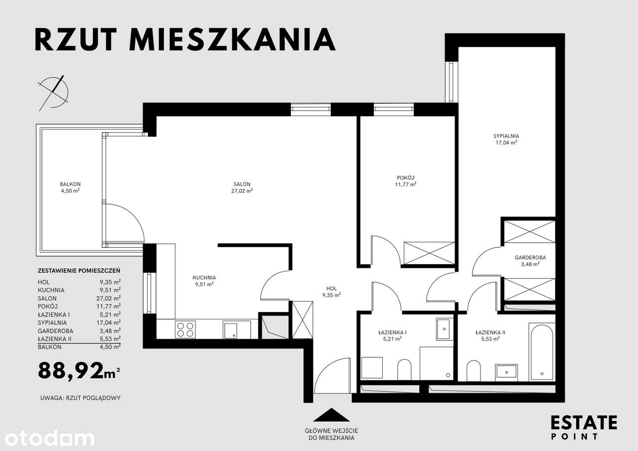 Eleganckie mieszkanie z garderobą i dwiema łazienkami-18