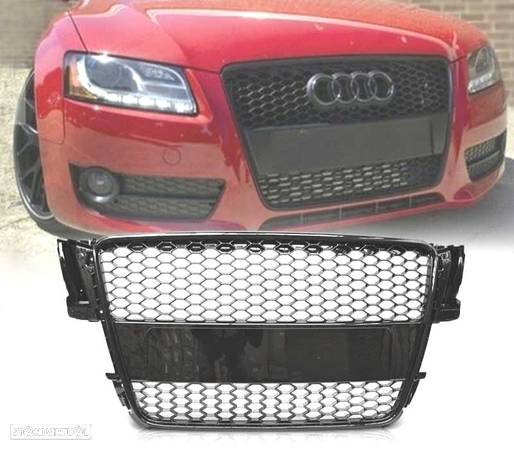 GRELHA FRONTAL LOOK RS PARA AUDI A5 07-11 PRETA BRILHANTE - 1