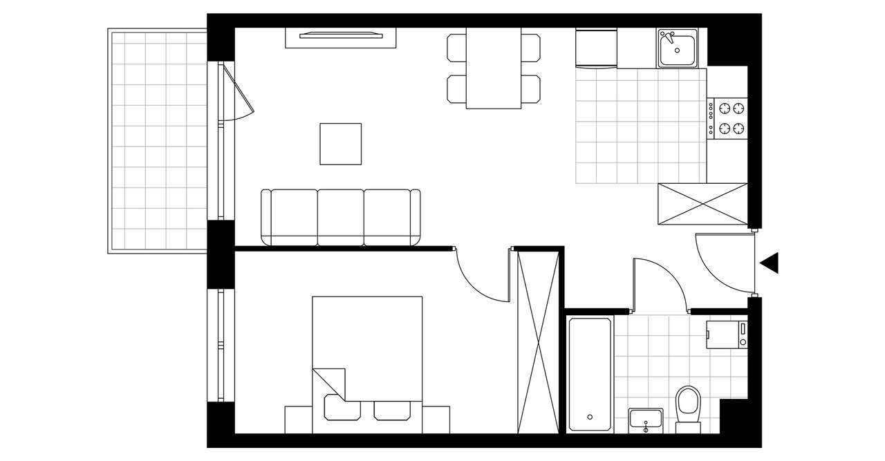 2-pokojowe mieszkanie 41m2 + balkon - Pełny obrazek: 4/9