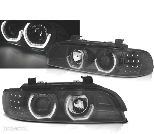 FARÓIS FRONTAIS ANGEL EYES 3D CCFL + LED PARA BMW SERIE 5 E39 95-03 - 2