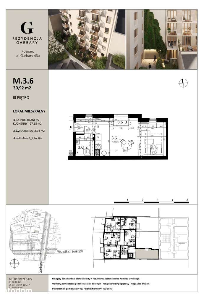 1-pokojowe mieszkanie 30m2 + loggia Bez Prowizji - Pełny obrazek: 2/7