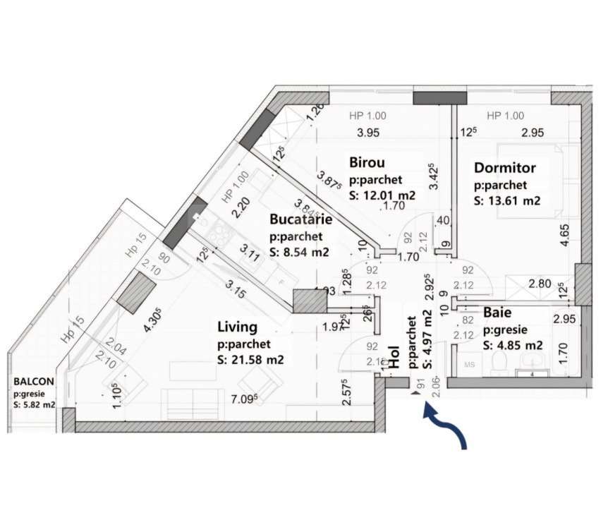 Apartament de vanzare, cu 3 camere zona Tractorul - Imagine principală: 3/7