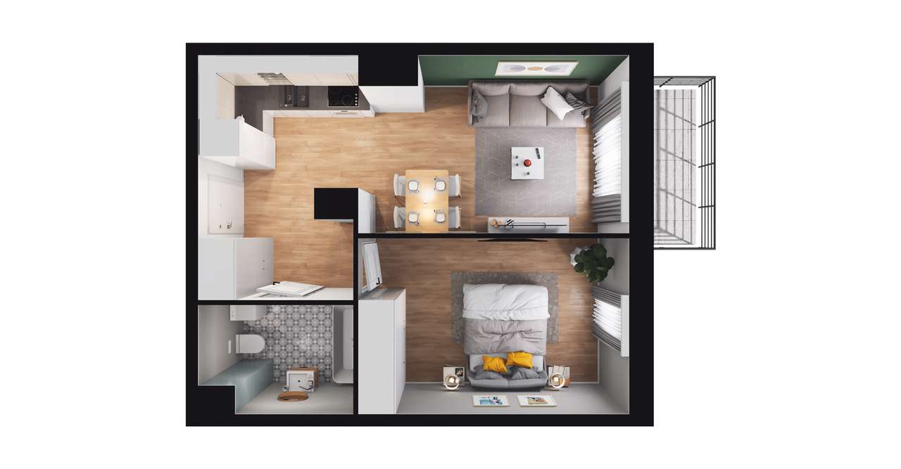 2-pokojowe mieszkanie 39m2 + balkon Bezpośrednio - Pełny obrazek: 2/8