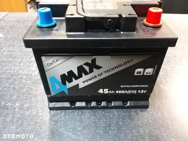 Akumulator 4MAX 12V 45Ah/450A (P+ biegun standardowy) 207x175x175 B13 - stopka o wysokości 10,5 mm - 1