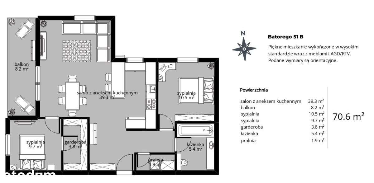 70,6 m², 3 pokoje z balkonem, garderobą i pralnią-15