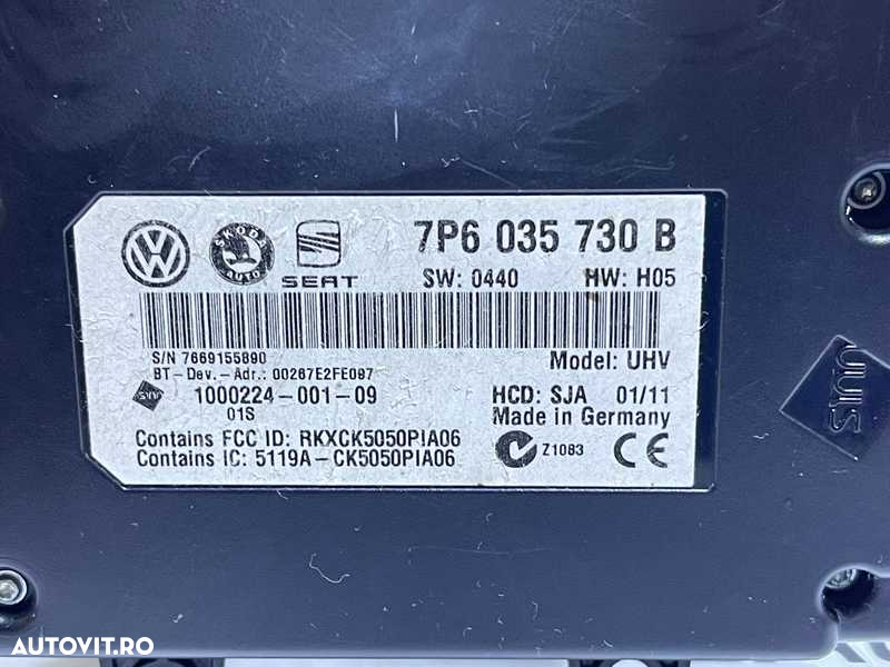 Unitate Modul Calculator Bluetooth VW Tiguan 2008 - 2011 Cod 7P6035730B - 2