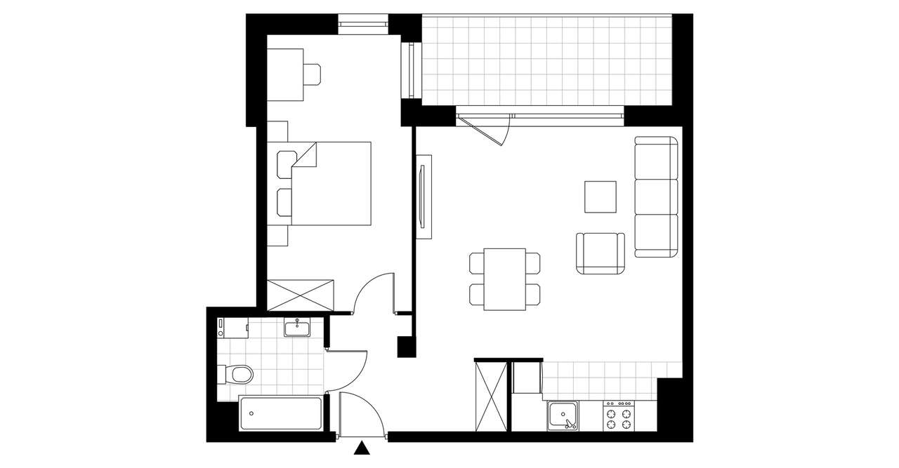 2-pokojowe mieszkanie 53m2 + loggia - Pełny obrazek: 3/8