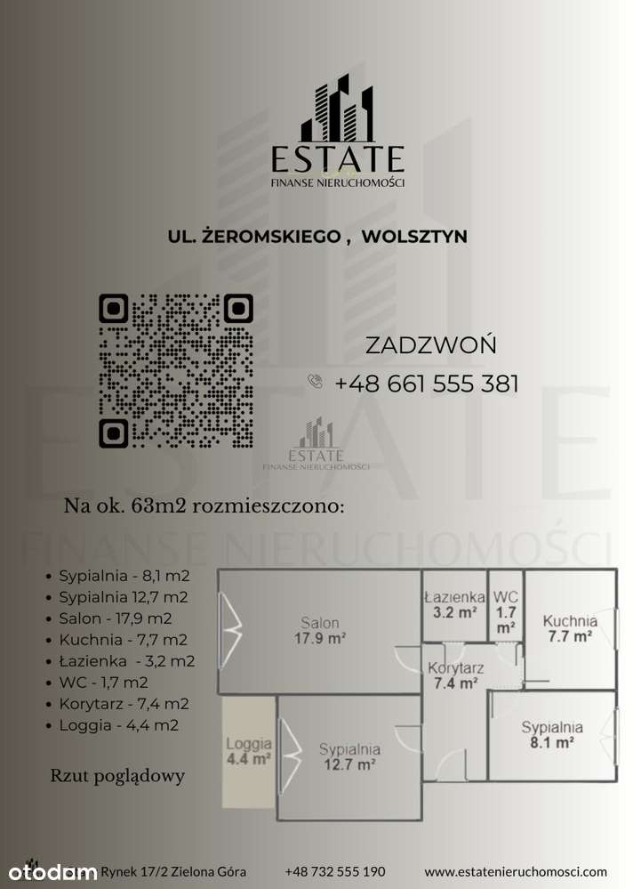 Wolsztyn, 3 pok., 63 m², klimatyzacja, 2. piętro-8