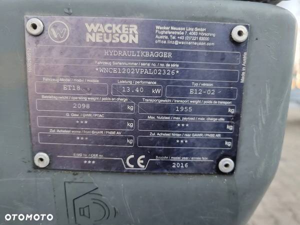 Wacker Neuson Koparka Minikoparka Wacker Neuson ET18 - 7