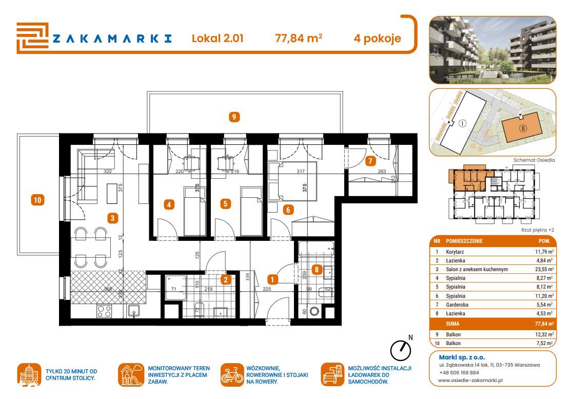 Mieszkanie na sprzedaż, 4 pokoje, 78 m², Marki