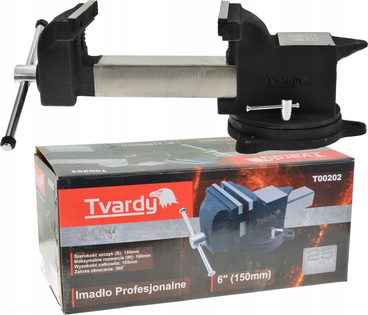 TVARDY IMADŁO ŚLUSARSKIE OBROTOWE 6 150MM WYTRZYMAŁY STALOWY KORPUS T00202 - 13