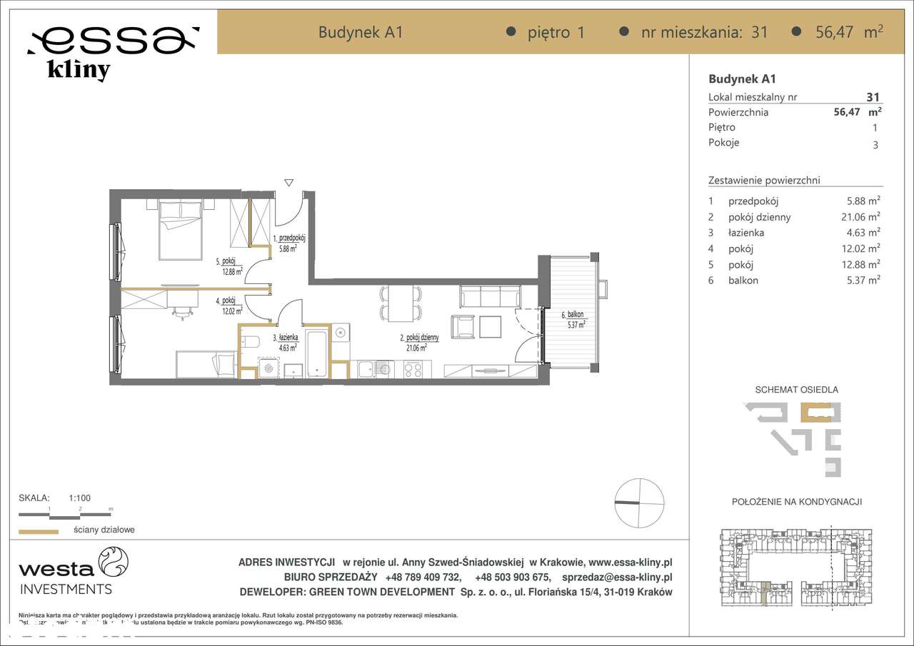 3-pokojowe mieszkanie 56m2 + balkon Bez Prowizji - Pełny obrazek: 2/7